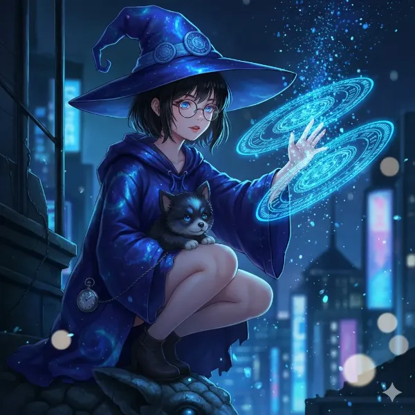 都会の夜に輝く魔法の輪