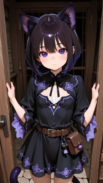 パーティーに誘われた黒猫少女