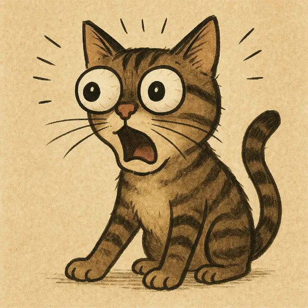 びっくりして目玉が飛び出した猫さん