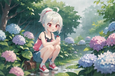 雨降ってきちゃった…。