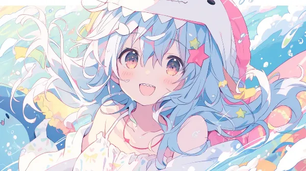 シャーク帽子の少女と海の魔法