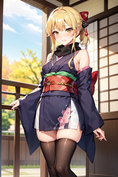 blond kimono woman