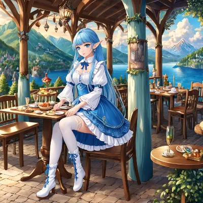 夕暮れのレストラン