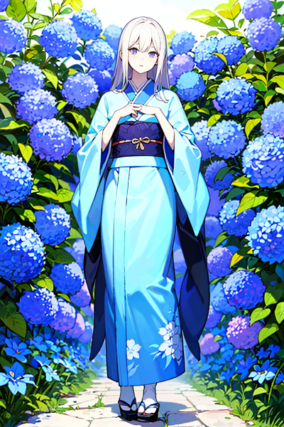 和服と花