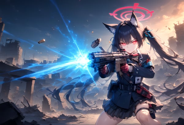 アサルトライフルを撃つブルアカのセリカ