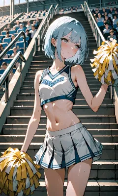 水色髪ショート　チアガール