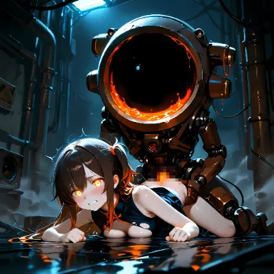 女の子達とヤバイメカ系モンスター