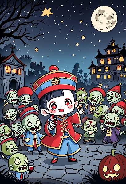 キョンシーに仮装するゾンビたちのパーティ