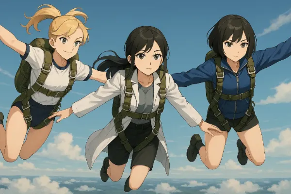 青空に広がる：三人飛行