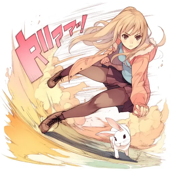 キック炸裂の金髪少女