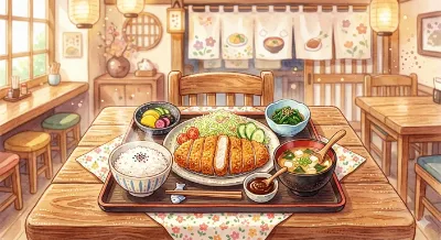 とんかつ定食だにゃん！