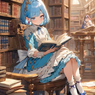 読書中の青髪さん