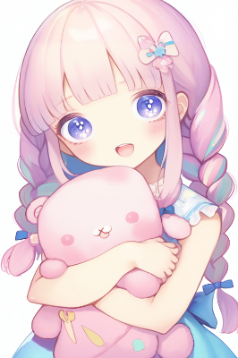 ぬいぐるみを抱きしめる