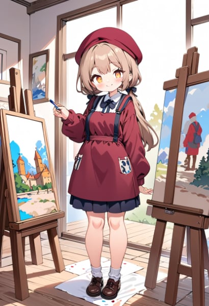 絵画を描く少女