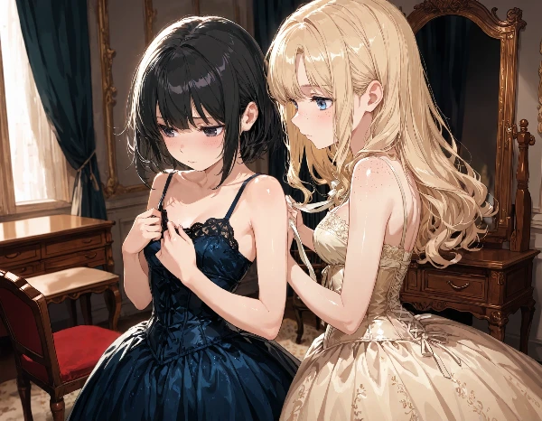 黒髪＆ブロンド・着替え