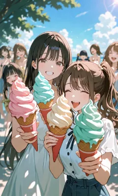 ソフトクリームと少女達