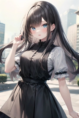 青目黒髪の女の子