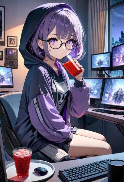 紫髪のインドア少女