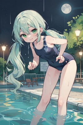 月夜のスク水