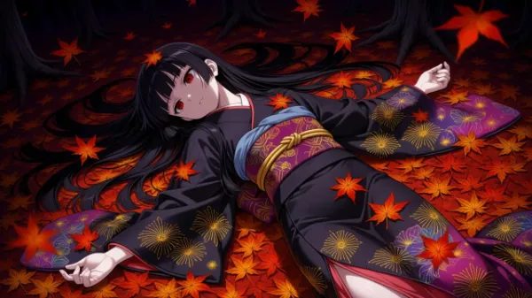 紅葉の海に浮かぶ地獄少女