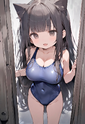 猫耳スク水ロリ巨乳