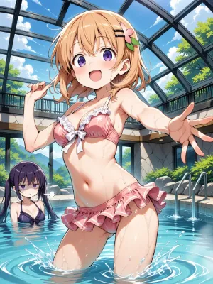 温泉プールのうさぎたち