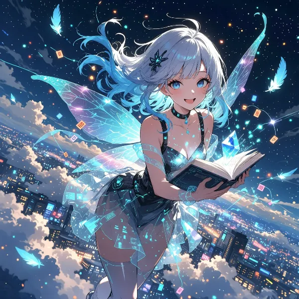 星降る夜空の妖精と魔法の本