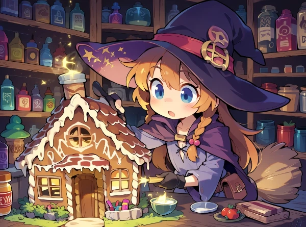 魔女のお菓子屋が作るお菓子の家