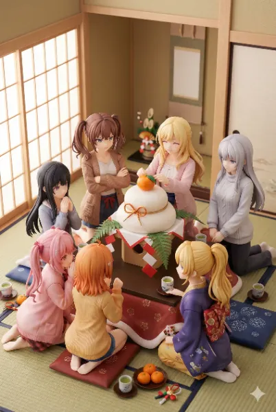 鏡餅飾り付け（おま好きガールズ×鏡餅）