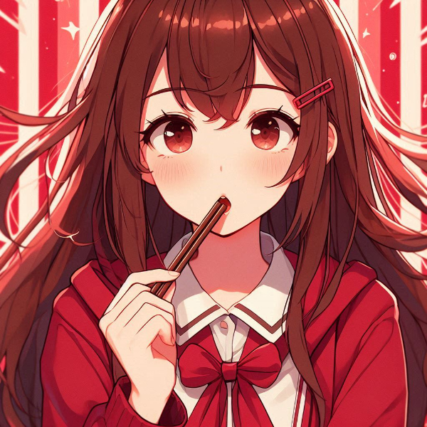 茶髪で赤いカラコンの女の子