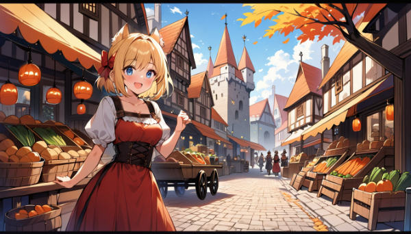 秋の収穫物を売りにきたよー