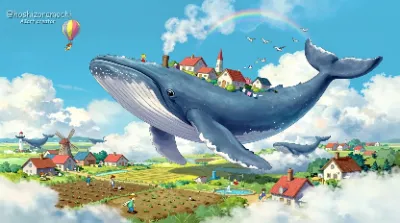 空飛ぶクジラの背中の小さな村🐋