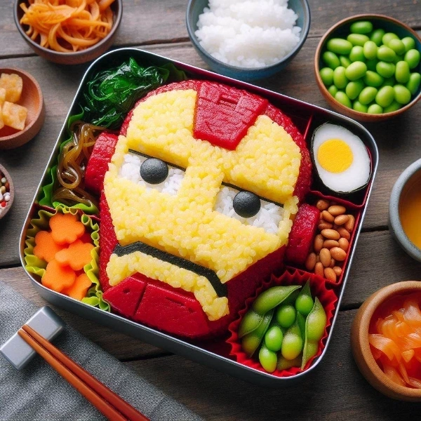 赤いパワードスーツのキャラ弁当