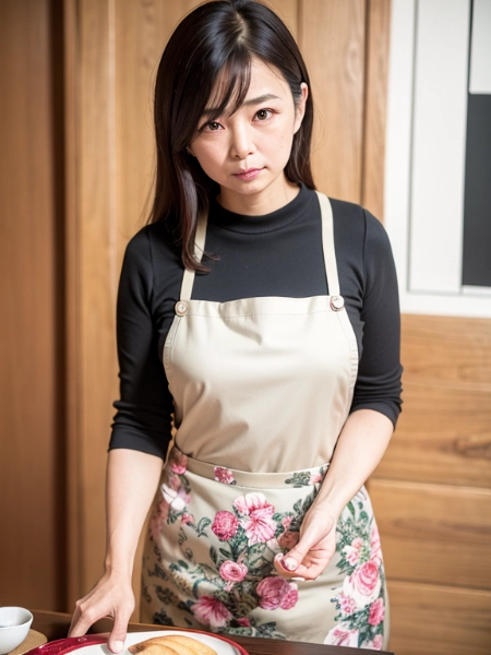 エプロンの熟女