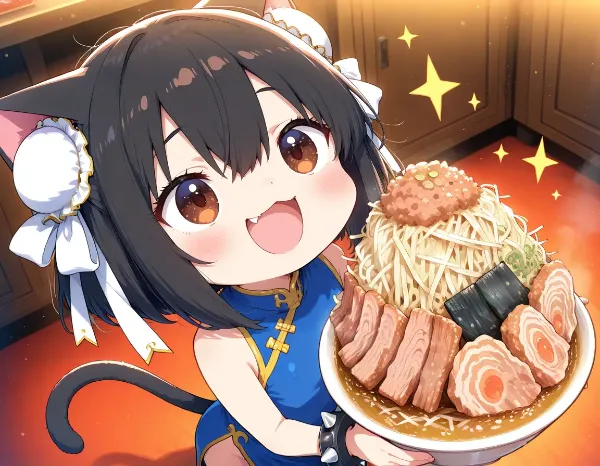 ラーメン大盛りニャ！