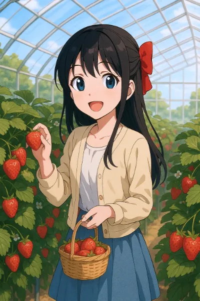 書記ちゃんイチゴ狩りに行く