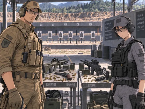 射撃場で交わる二人の視線