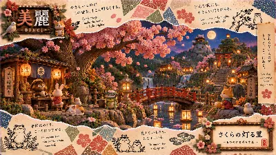 桜の灯る里で出会う優しい夜