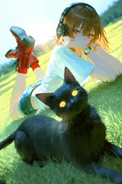 黒猫と少女