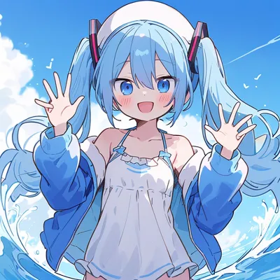 海で遊ぶ初音ミク🌊