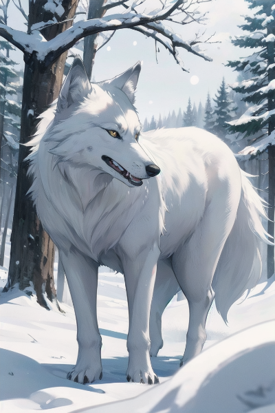 雪の森に響く白狼の守護