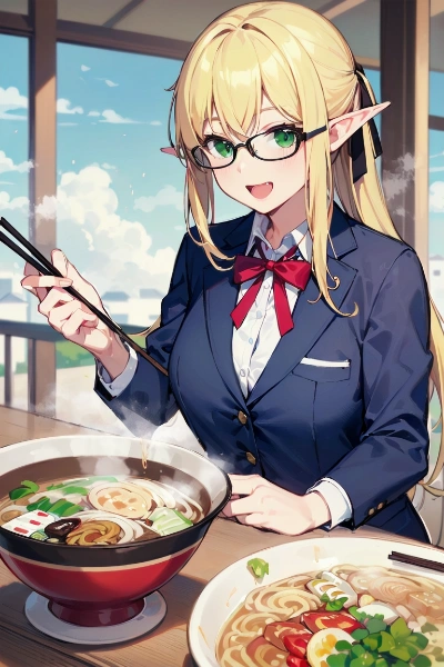 食べ歩きエルフ・ラーメンも大好きエルフさん