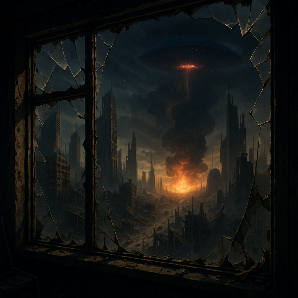 廃墟の街に降臨する未知の光