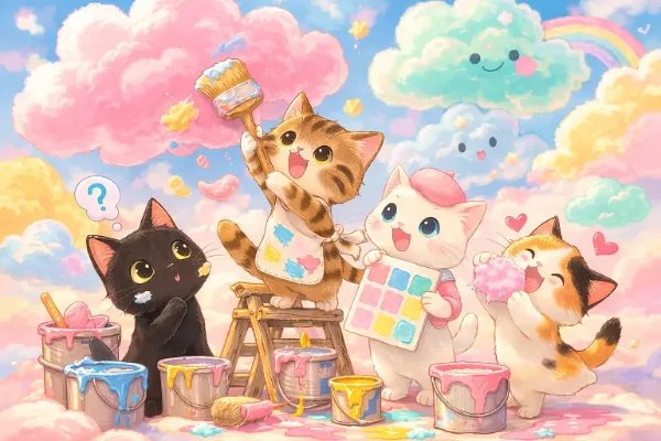 パステルカラーの猫さん達