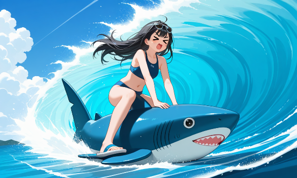 Surfing on shark