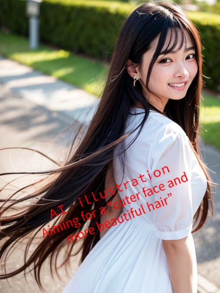 ロングヘア美少女の靡く髪