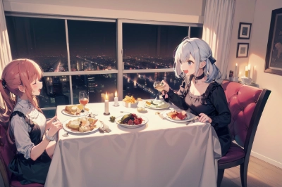 キャンドルのあるテーブルで