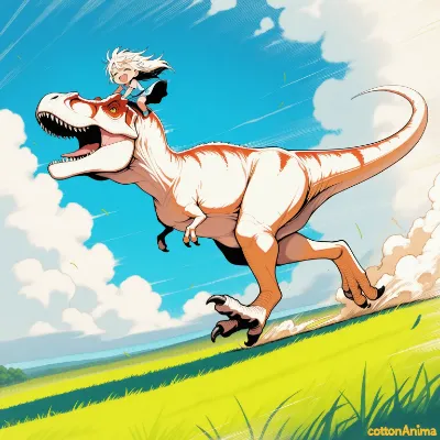on the head of a big dinosaur
