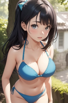 歩いている水着女性