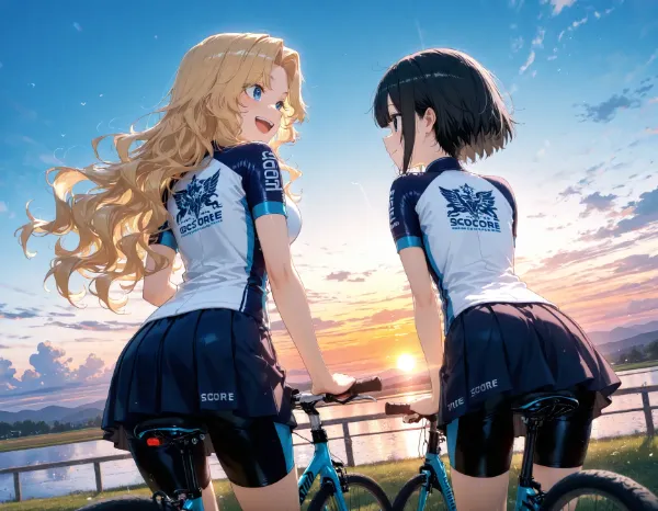 黒髪＆ブロンド・サイクリング